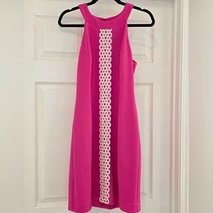 Elegant Fuchsia Dress with Lace Detail